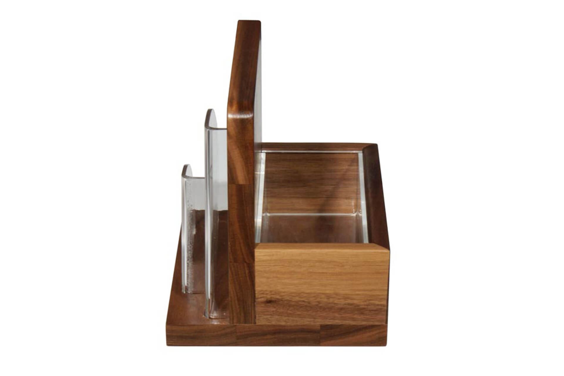 Pub condiment holder in Walnut and Acrylic