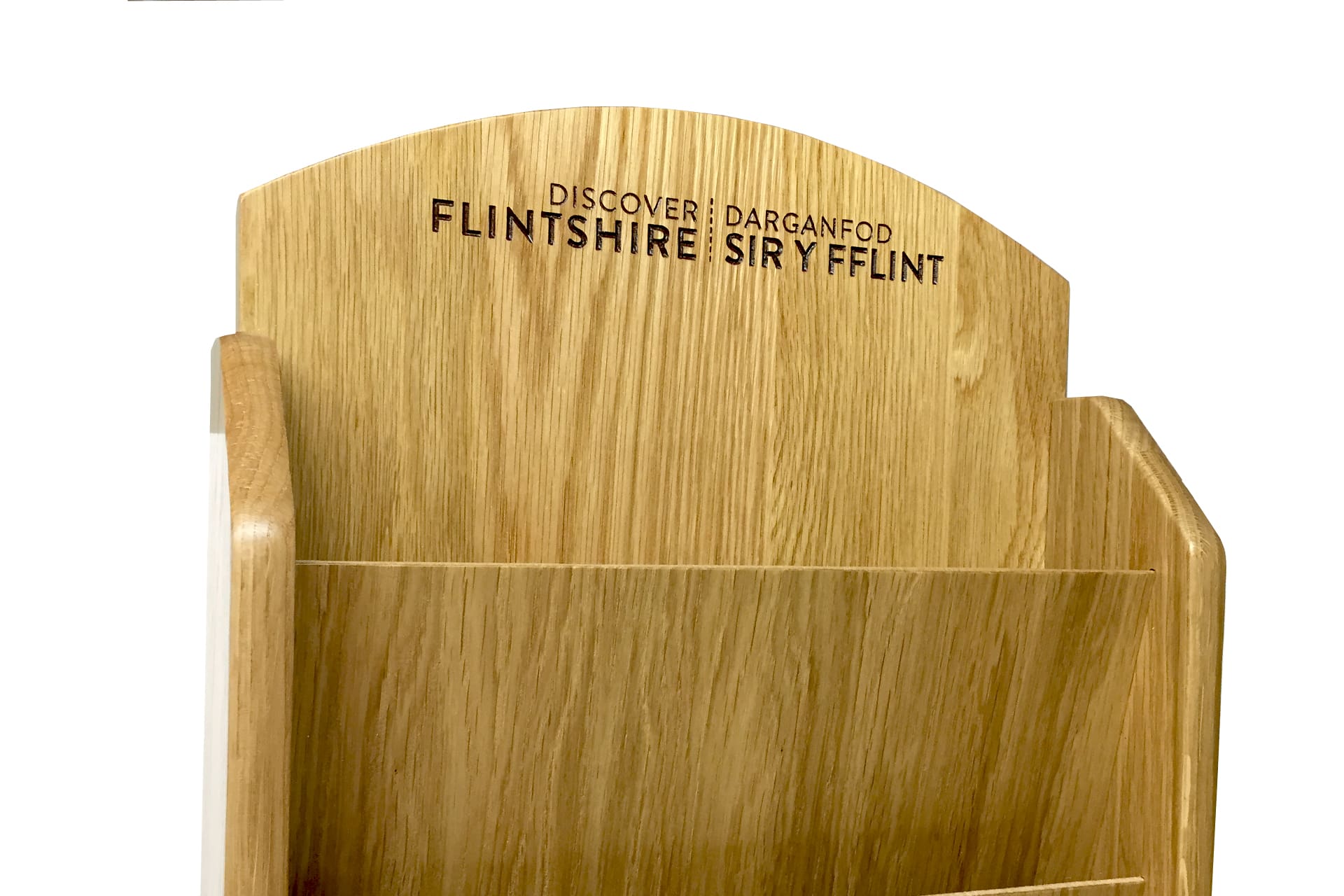 Wall Mounted Wooden leaflet holder – Flintshire Tourism