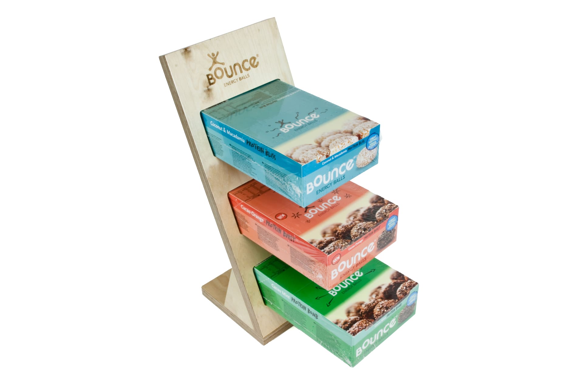 Bounce Energy Balls merchandise counter stand