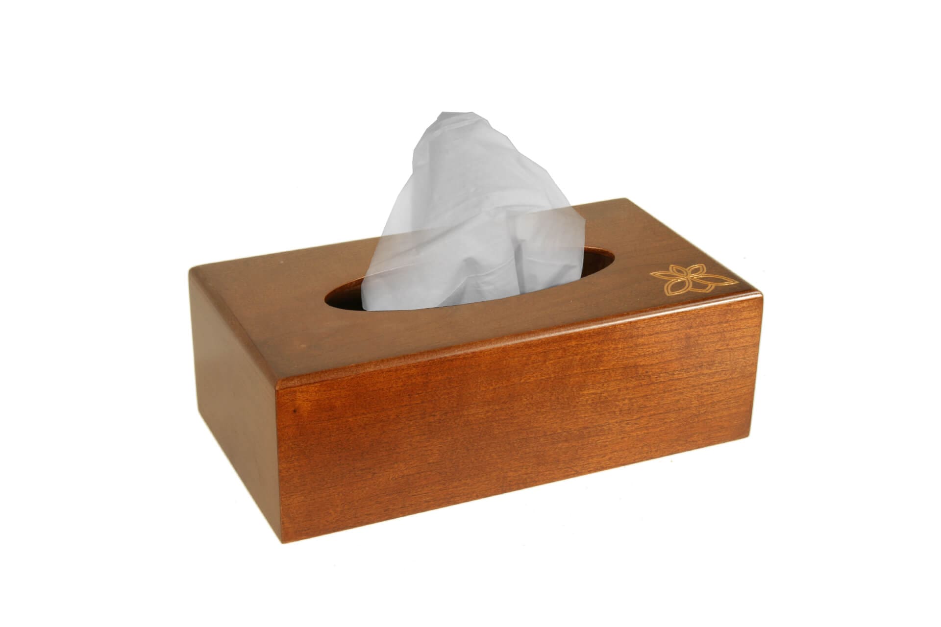 Wooden tissue box cover for hotel rooms